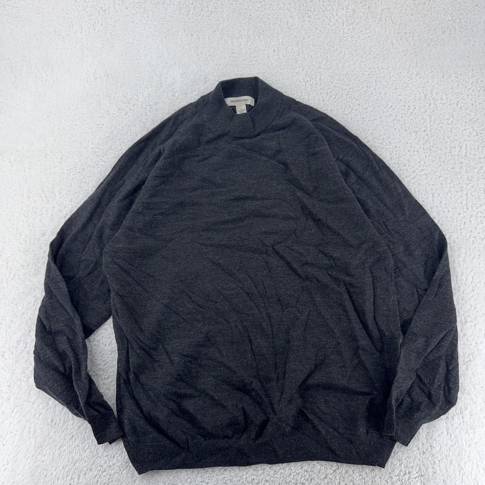 Pronto Uomo Knit Sweater Mens Large 100% Merino‎ Wool Pullover Charcoal Gray
